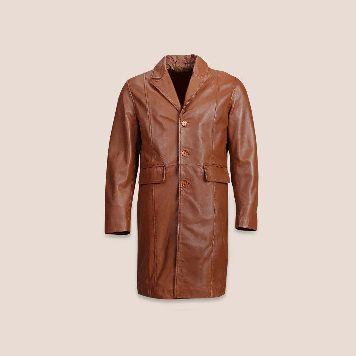 Garrik Brown Leather Single Breasted Coat | AllStone Leather
