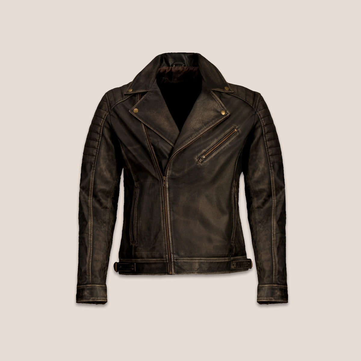 Morven Distressed Brown Leather Double Rider Jacket | AllStone Leather