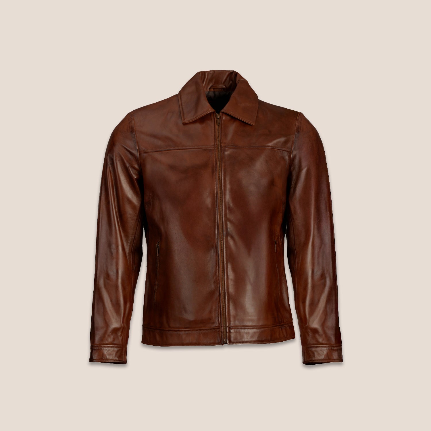 Drex Waxed Brown Classic Leather Jacket | AllStone Leather
