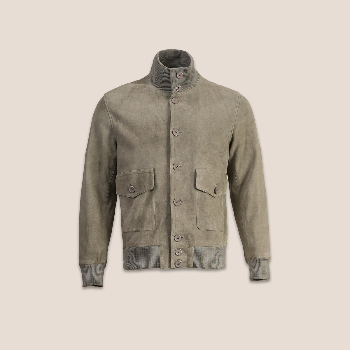 Cavik Grey Suede Leather A-1 Bomber Jacket | AllStone Leather