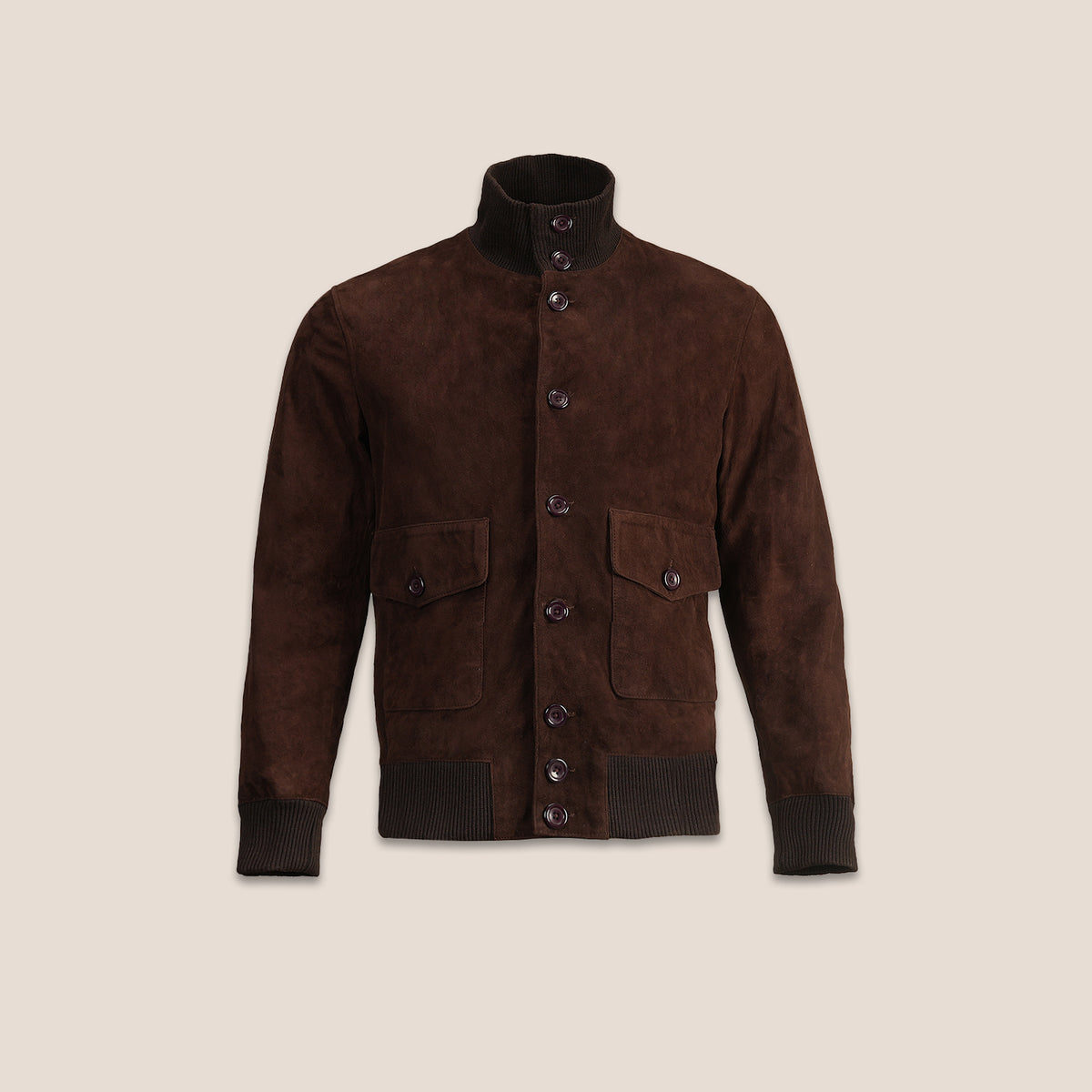 Cavik Mocha Suede Leather A-1 Bomber Jacket | AllStone Leather