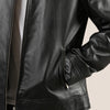color swatch Lowen Black Leather Single Breasted Shearling Coat