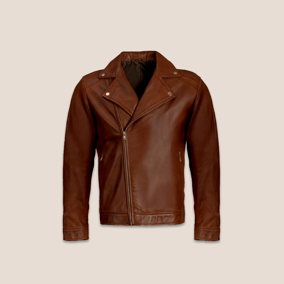 Flint Waxed Brown Leather Double Rider Jacket | AllStone Leather